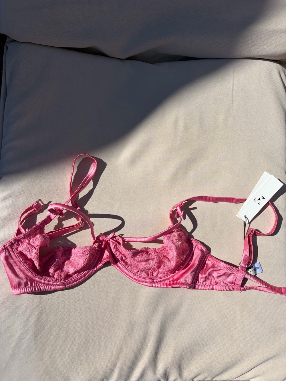 Pink Lace Charlotte Peekaboo Bra Fleur du Mal 32D NWT